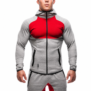 Custom Men's Color Block Tech Fleece Tracksuit Full <b>Zip</b> <b>Hooded</b> Jacket & Jogger Set Private Label Sportswear - Product Image 1