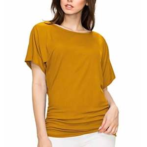 Camiseta de Manga Corta con Cuello Redondo Roja para Mujer, 100% Algodón, Corte Regular, Informal, Lisa, de Verano, de Secado Rápido, Transpirable, de Punto Jersey - Product Image 3