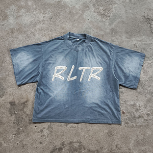 T-shirts Homme Oversize Cropped en Coton 100% Personnalisés avec Impression Strass, Lavage Stone Washed, Grammage Lourd, Fabrication OEM - Product Image 1