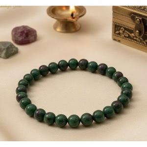 Pulsera de cuentas de zoisita rubí natural hecha a mano en India, pulsera de cristal curativa Revival, brazaletes al por mayor - Product Image 2