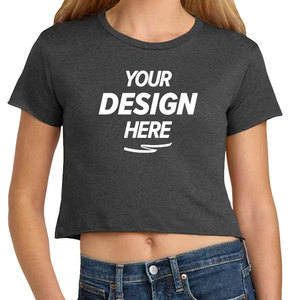 Wholesale Women <b>Crop</b> T-Shirt Summer Light Yellow Color Short Sleeve Cotton Spandex Slim Fit Elastic Cropped T Shirt Custom Brand - Product Image 4