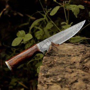 Nouveau couteau Bowie en acier Damas, couteau à lame fixe en acier Damas, couteau de survie et de chasse pour l'extérieur avec manche en bois de rose - Product Image 2