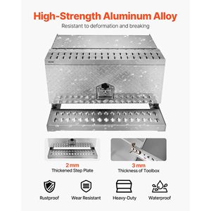 Heavy Duty Aluminum 30\" X 29.5\" X 15.8\" Diamond Plate Semi-Truck Step <b>Tool</b> <b>Box</b> Waterproof Cab Entry <b>Storage</b> <b>Box</b> - Product Image 2