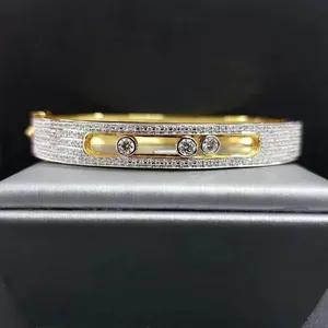 Brazalete Elegante para Mujer, Tishya, con Diamante Moissanite de Corte Redondo de 4 Ct, Chapado en Oro Amarillo de 14k - Product Image 3