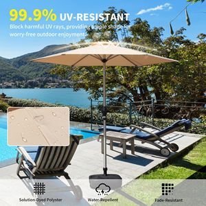 Ombrellone da Patio 7.5FT con Manovella e Pulsante di Inclinazione, Protezione UV, Impermeabile, per Esterni, con Base - Product Image 3