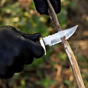 Cuchillo de Camping/Desollador de Hoja Fija de 6 Pulgadas de Acero de Damasco, Grado Industrial, Forjado a Medida, Cuchillo EDC con Mango de Cuerno de Ciervo, OEM/ODM - Product Image 5
