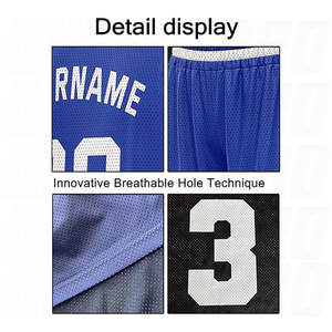 Ensemble de maillot et short de basketball unisexe, style classique, bleu royal et blanc, séchage rapide, sublimation, grandes tailles - Product Image 4