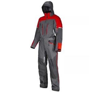 Men's Unisex Waterproof Breathable Workwear Suit Gray <b>Red</b> Hooded Zipper Closure Front Logo Outdoor Ski & Snow Coverall - Product Image 1