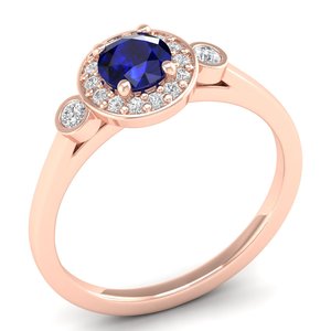 Bague Halo en Argent Sterling 925 avec Saphir Bleu Taille Ronde 0,5 Carat et Moissanite, Prix de Gros Usine REYES - Product Image 2