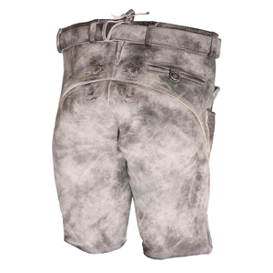 Oktoberfest German High Quality Bavarian Leather Shorts Knee Length Brown Long Lederhosen Solid Pattern <b>Mesh</b> Cargo Style Shorts - Product Image 5