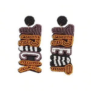 Pendientes colgantes rojos con cuentas y texto 'Let's Go', de aleación chapada en oro, joyería de fiesta para mujer, pendientes llamativos de moda - Product Image 4