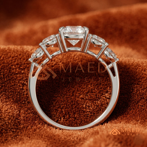 925 Sterling Silver Five <b>Stone</b> Engagement Ring Round Brilliant Cut Moissanite Anniversary Ring for Women Luxury Bridal Wedding - Product Image 3