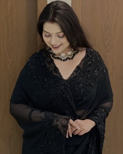 Voiles tissés à la main de qualité supérieure en faux georgette, style sari traditionnel, avec perles gaufrées sur toute la surface, séchage rapide, protection solaire, toutes saisons, pour femmes - Product Image 3