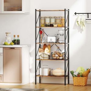 Étagère à livres à 5 niveaux en métal robuste avec étagères ouvertes - Product Image 1