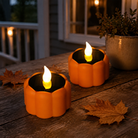 Bougie LED sans flamme à énergie solaire en forme de citrouille d'Halloween avec effet de flamme vacillante pour la décoration extérieure de jardin, de patio et de table de fête