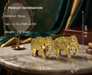 รูปปั้นช้างทองเหลืองแท้จาก Jaipur Metals ขนาด 12.5x6x4.5 ซม. น้ำหนัก 130 กรัม ดีไซน์ศิลปะสมัยใหม่ เหมาะสำหรับวันเกิด งาน Diwali พุจา และตกแต่งบ้าน - Product Image 2