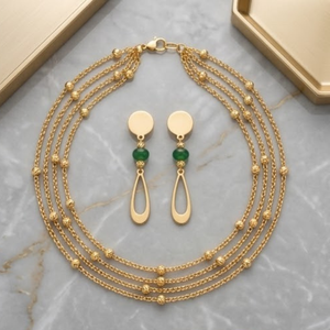 Ensemble de collier Mala à plusieurs rangs en argent 925 pour femmes, boucles d'oreilles, bijoux fantaisie de créateur, cadeau de mariage - Product Image 4
