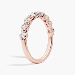 Bague de mariage en diamant rond cultivé en laboratoire en or rose 14 carats avec bande de diamants flottants 3/4 ct, bague empilable pour anniversaire ou mariage - Product Image 2