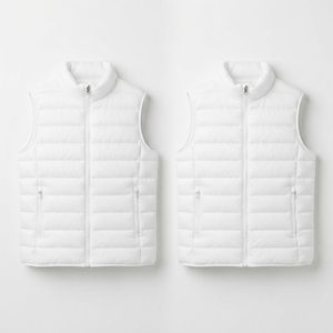 Gilet matelassé pour homme, couleur beige, col montant, fermeture éclair, coupe-vent, vêtement d'extérieur décontracté, 100% polyester - Product Image 5