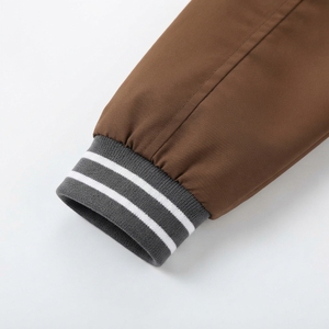 Veste universitaire marron pour homme avec capuche amovible, décontractée, grande taille, pour l'automne, coupe classique, polyester et coton, fermeture éclair - Product Image 4
