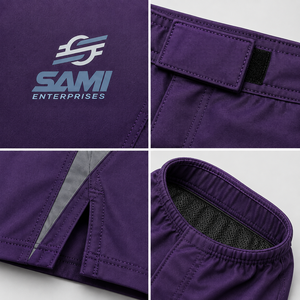 Pantalones Cortos de MMA Color Morado, Corte Regular, Estampado Digital, Tejido Transpirable de Poliéster/Algodón 140g, Unisex para Adultos, Ropa de Artes Marciales Mixtas - Product Image 5