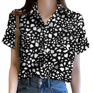 2026 <b>Hawaiian</b> Print Short Sleeve Shirt European Size Beach Women's 100% Silk & Polyester Dobby Fabric Button Eco-Friendly - Product Image 1