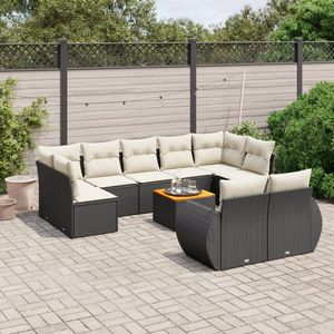 Conjunto de Sofás de Jardín en Negro y Blanco Crema - Product Image 1