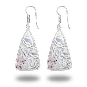 Pendientes de Ágata Crazy Lace de Varias Formas Grandes, Plateados en Plata, Hechos a Mano, Regalo para Fiestas - Product Image 4