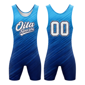 <b>Men</b> Blue Sublimated <b>Wrestling</b> <b>Singlet</b> Polyester Athletic Sports Uniform Sleeveless <b>Wrestling</b> Match Training Performance Wear - Product Image 1