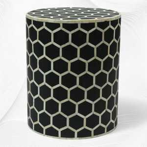 Belladec Modern Luxury Antique <b>Round</b> Hexagonal Pattern Bone Inlay Stool Living Room Furniture <b>Console</b> <b>Table</b> - Product Image 2