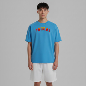 Ensemble short coupe-vent streetwear d'été respirant et écologique, personnalisé OEM, imprimé, avec logo sérigraphié, 100% coton, grandes tailles - Product Image 4