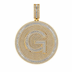 Iced 925 <b>Silver</b> Gold Plated Custom Name <b>Initial</b> Alphabet Letter <b>Pendant</b> HipHop Rapper Party Necklace Charm Men's SHRAMAN DIAMOND - Product Image 1