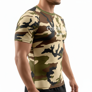 OEM Sublimation <b>Print</b> Custom Logo Fitness BJJ Boxing <b>Surfing</b> Swimming Sun Protection Short Sleeve Rash Guard Thermal Baselayer - Product Image 3