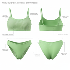 Conjunto de Bikini OEM de Cintura Alta con Control de Abdomen, Diseño de Logotipo Personalizado, Tirantes, Color Sólido, Traje de Baño Suave de Dos Piezas, Estampado de Verano - Product Image 2