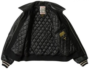 Handgefertigte Palace London Schwarz-Weiß-Lederbomberjacke im Varsity-Stil aus echtem Rindsleder, limitierte Auflage, Geschenk für Ihn oder Sie. - Product Image 3