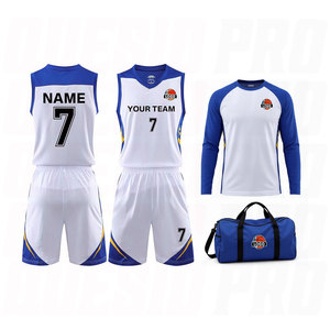 ชุดบาสเก็ตบอลดีไซน์ใหม่ แพ็คเกจเสื้อ กางเกงขาสั้น กระเป๋า และเสื้อซ้อม ชุดกีฬาบาสเก็ตบอลแบบอเมริกันสั่งทำพิเศษ - Product Image 1