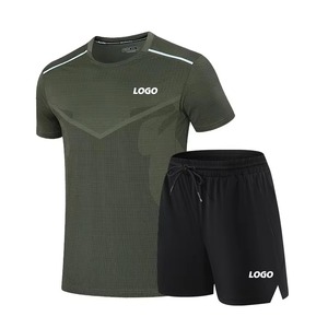 Newest Summer Men Sports Tracksuit Short Sleeve t Shirts Shorts 2 Pieces Round Neck Workout Gym Running <b>Set</b> Men - Product Image 1