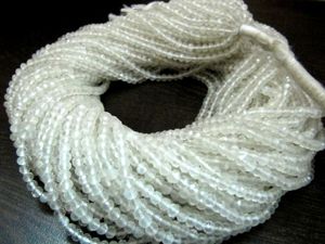 มูนสโตนซีลอนทรงรอนเดลเหลี่ยมเพชรพลอย ขนาด 3 มม. สีใส ยาว 13 นิ้ว - Product Image 3