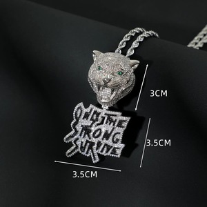 Hip Hop Panther Head Moissanite <b>Pendant</b> 925 <b>Silver</b> Rhodium Plated Micro Pave Charms Men's Jewelry Custom <b>Initial</b> Letter <b>Pendant</b> - Product Image 1