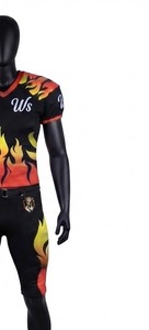 Maillot de football américain personnalisé avec imprimé flamme, design sublimé, col en V, manches courtes, tissu respirant, uniforme ajusté pour homme adulte - Product Image 5
