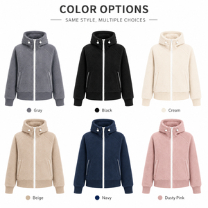 Veste matelassée à capuche unisexe en polaire grise écoresponsable, fermeture éclair sur le devant, couleur unie, style décontracté, coupe classique, pour l'hiver - Product Image 4
