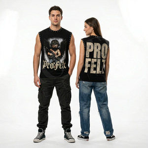 Fashionable Style Custom Gothic Sleeveless Tank Top Angel Graphic Studded Punk Streetwear Muscle Shirt Summer Casual Trendy - Product Image 2