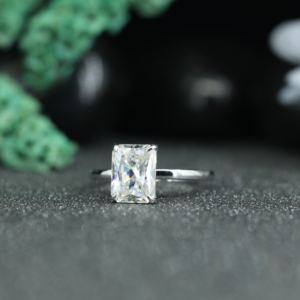 Factory Price Radiant Cut Moissanite Engagement <b>Ring</b> 925 <b>Silver</b> Rhodium Plated Minimalist Wedding <b>Ring</b> for Women - Product Image 2