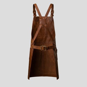 <b>Leather</b> <b>Apron</b> with Cross Back Straps Double Pockets for Restaurant Bar Wait Staff Uniform - Product Image 5