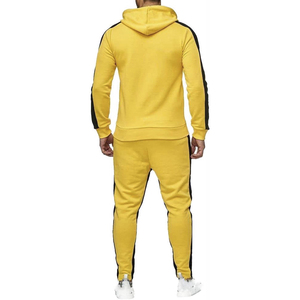 Conjunto de Sudadera con Capucha Ligera de Forro Polar para Hombre, Color Negro y Gris con Bloques de Color, Chándal Casual con Pantalones Jogger Largos con Cordón para Invierno - Product Image 6