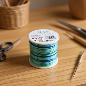 Cordón Ilan Rattail de 1.5 mm, 50 m, Teñido por Secciones en Azul Verde N7 - Product Image 2