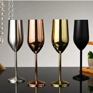 Copa de Vino Grande de Acero Inoxidable Pulido Espejo, Copa Metálica Plateada Irrompible con Tallo, Vajilla para Bar, Venta al por Mayor - Product Image 5