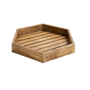 Bandeja de servir moderna de madera de mango con asas de metal, bandeja de madera ecológica para uso en el hogar, hoteles, cocinas y restaurantes. - Product Image 5