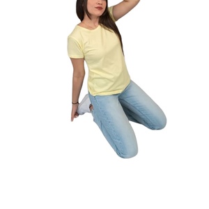 Meilleure Qualité Doux Spandex/Coton Stretch Blanc Solide À Manches Courtes Broderie Hommes Femmes T-shirt Prix De Gros BD - Product Image 3