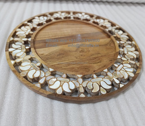 Gran oferta, regalo de Ramadán Eid, recién llegado, bandeja para servir de madre de Pera con mango de Metal, carcasa de fregona, bandeja con incrustaciones de resina, bandeja para servir - Product Image 1